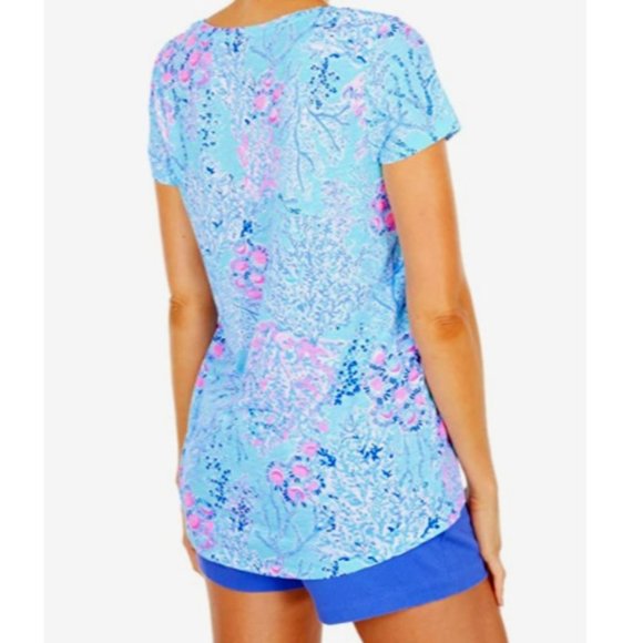 NWT Lilly Pulitzer XL Blue Ibiza Now You Sea Me ETTA Scoopneck Top - Picture 3 of 6